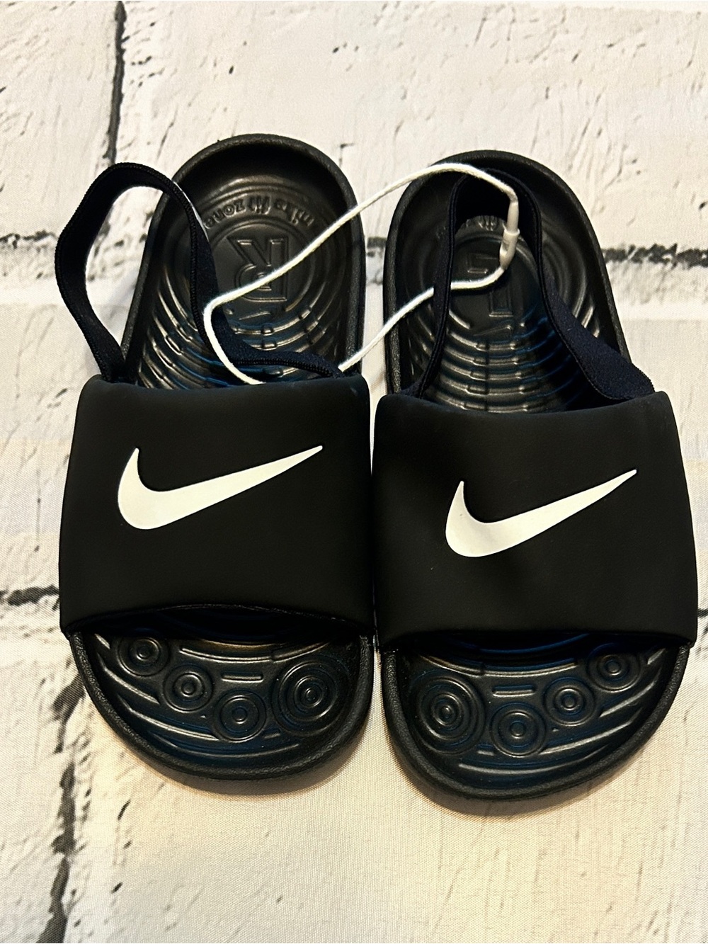 New Nike Toddler Slides with White Swoosh & Soft Back Strap (10c)